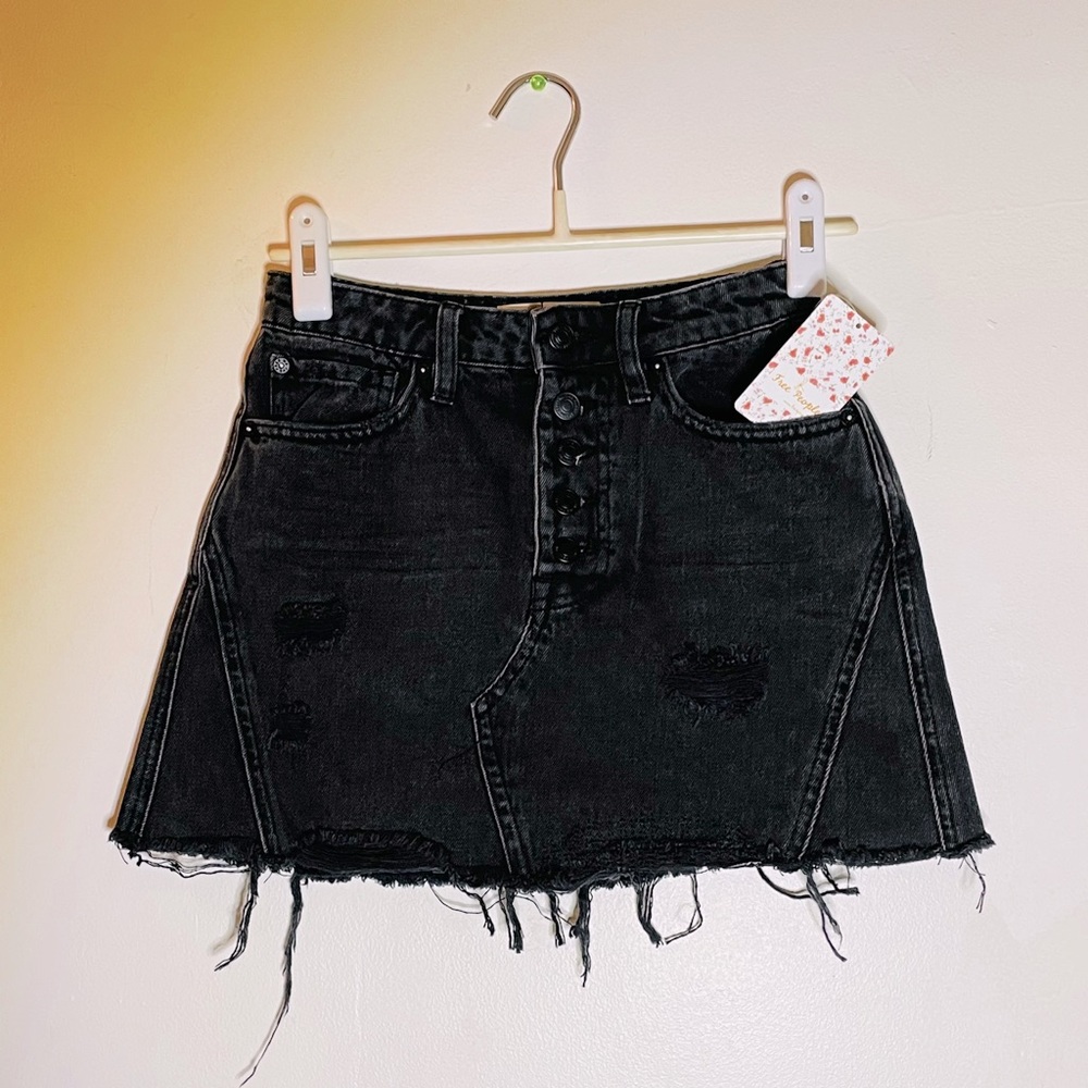 🆕 Free People Distressed Jean Skirt